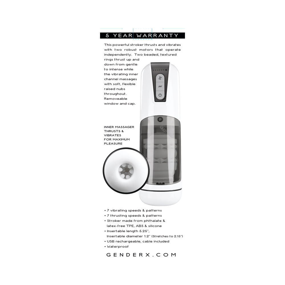 Gender X Get Your Stroke On Rechargeable Stroker TPE White - Fantasies Boutique