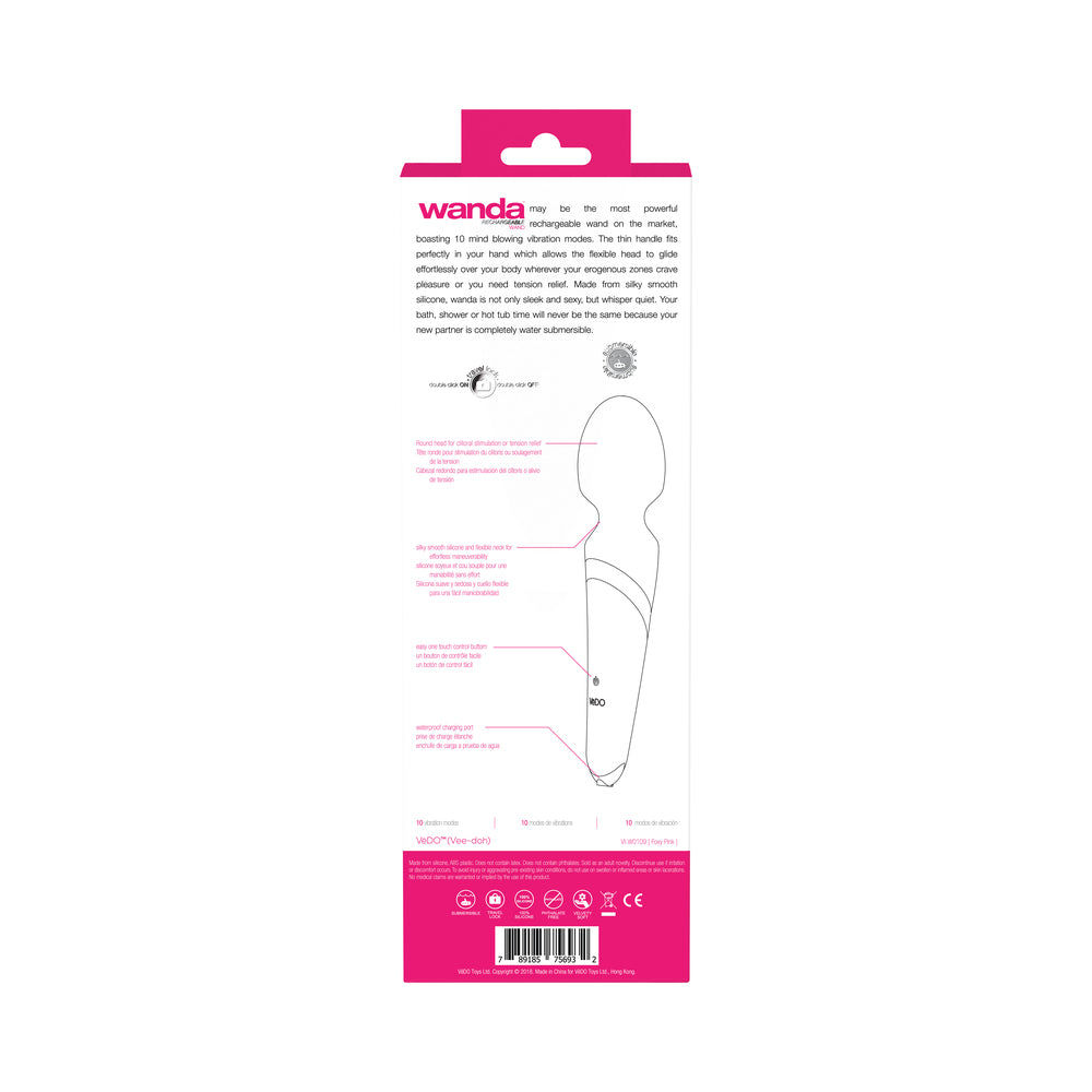 VeDO Wanda Rechargeable Wand Vibe - Foxy Pink - Fantasies Boutique
