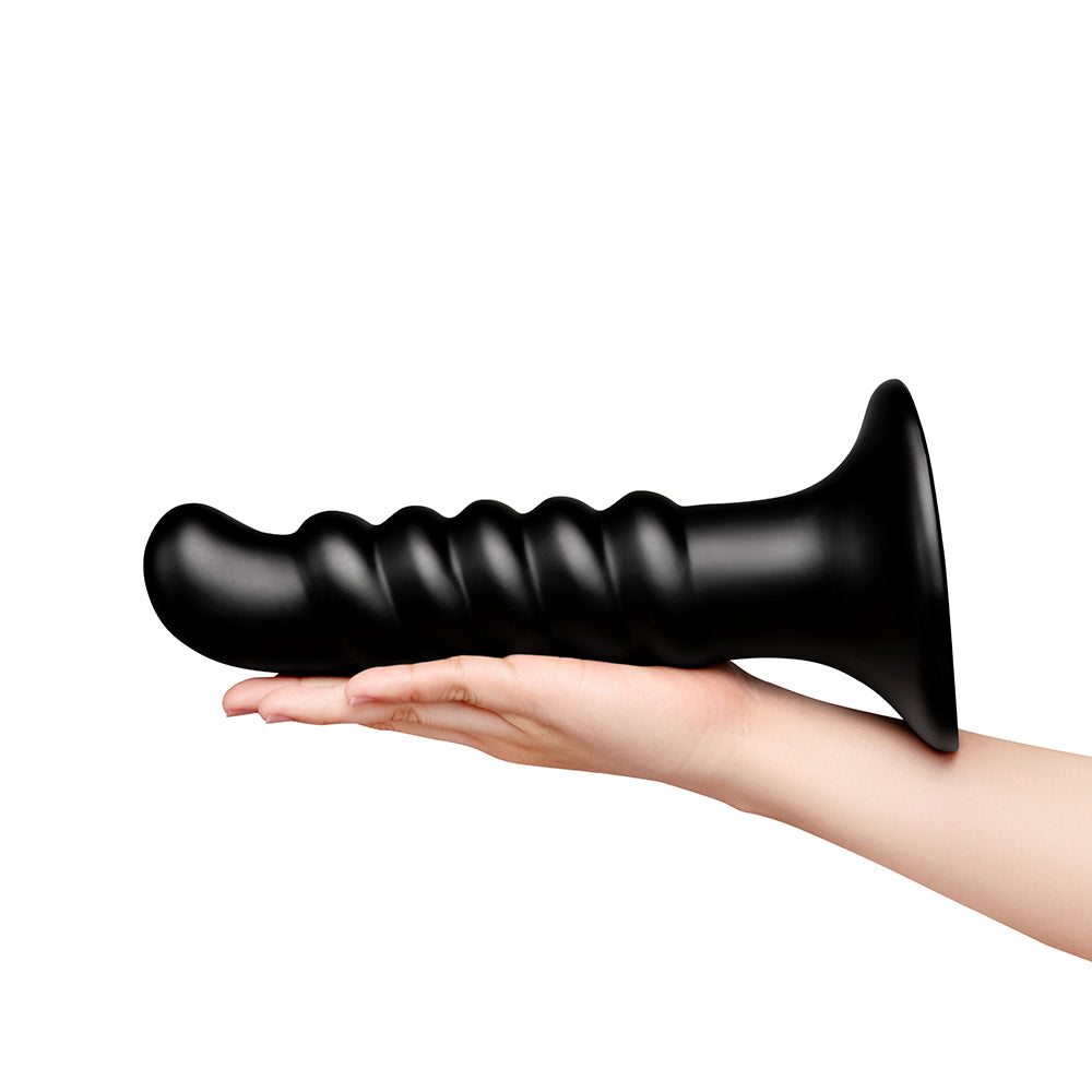 b-Vibe Krush 9.5 in. Curved & Ribbed Dildo with Suction Cup