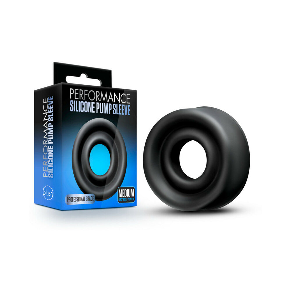 Performance Silicone Pump Sleeve Medium Black - Fantasies Boutique