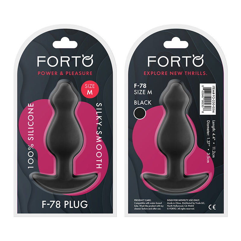 Forto F-78 Pointee Silicone Anal Plug Medium Black - Fantasies Boutique