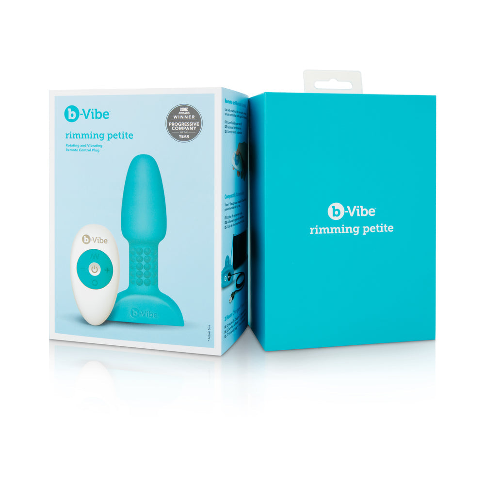 b-Vibe Rimming Petite Rotating and Vibrating Remote Control Plug Teal - Fantasies Boutique