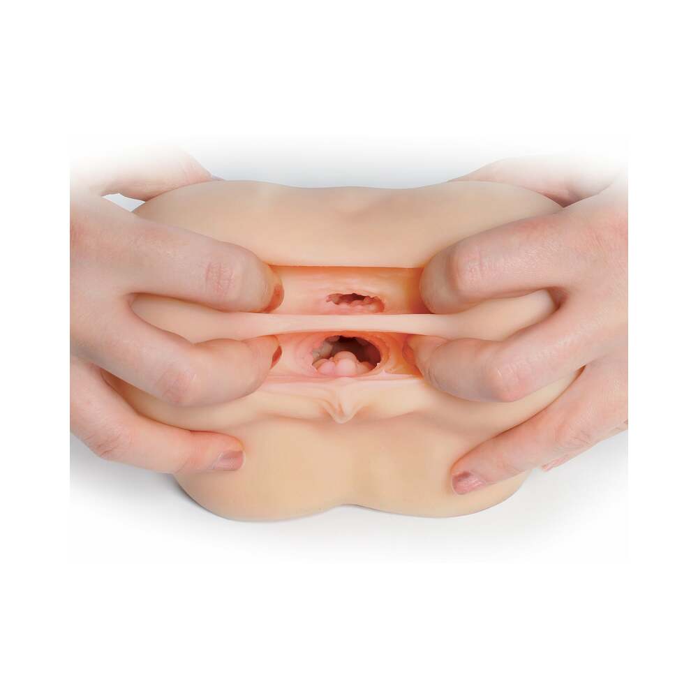 PDX Fuck Me Silly To Go Petite Fantasy Bubble Butt Dual Entry Stroker Beige - Fantasies Boutique