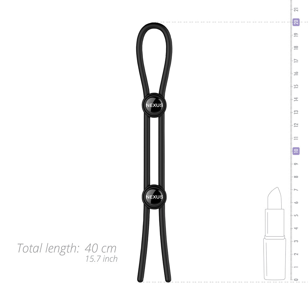 Nexus Forge Adjustable Silicone Cock and Ball Lasso Ring Black - Fantasies Boutique