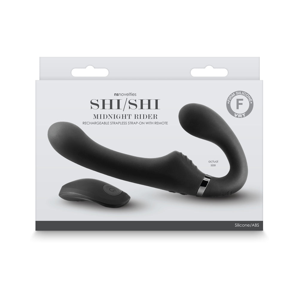 ShiShi Midnight Rider Vibrating Strapless Strap-On Black - Fantasies Boutique