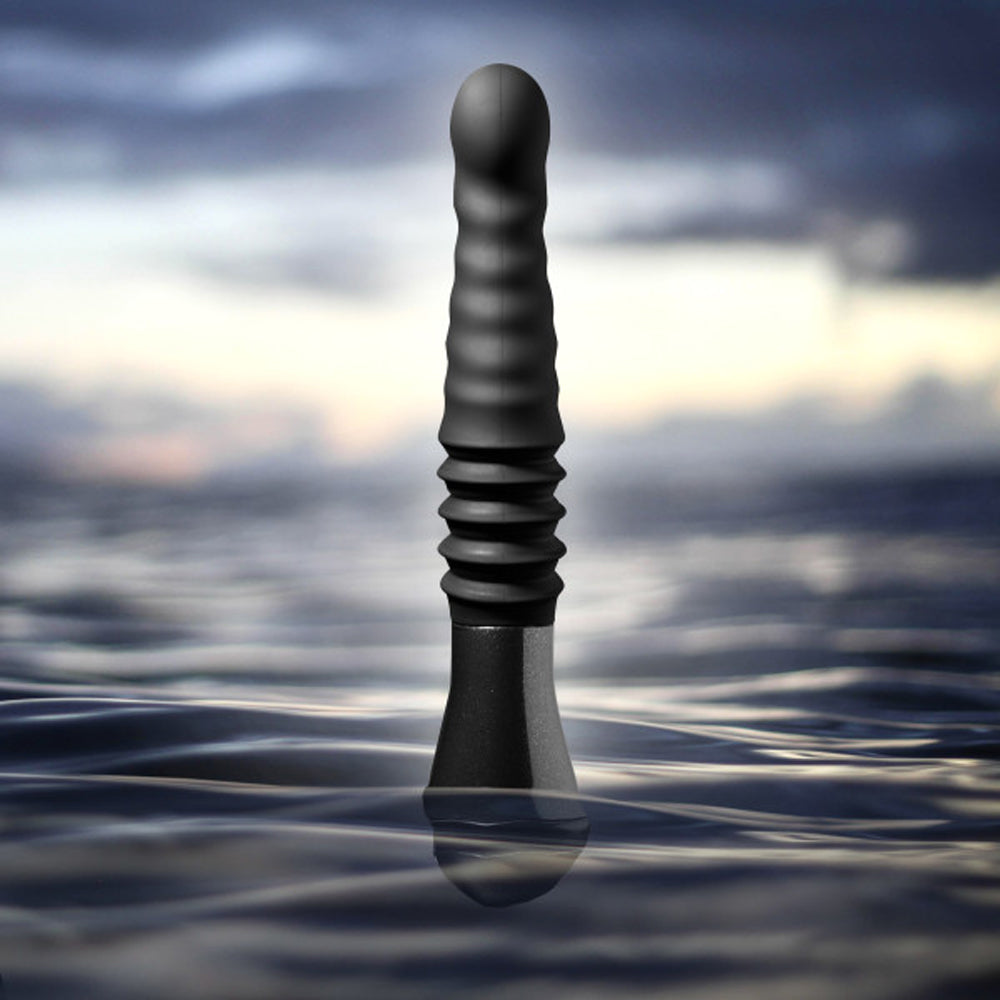 Temptasia Lazarus Rechargeable 10 in. Silicone Thrusting Dildo Black - Fantasies Boutique