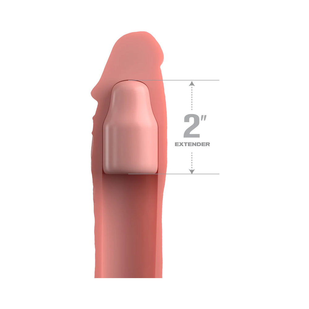 Fantasy X-tensions Elite 8 in. Silicone Sleeve with 2 in. Extender Beige - Fantasies Boutique