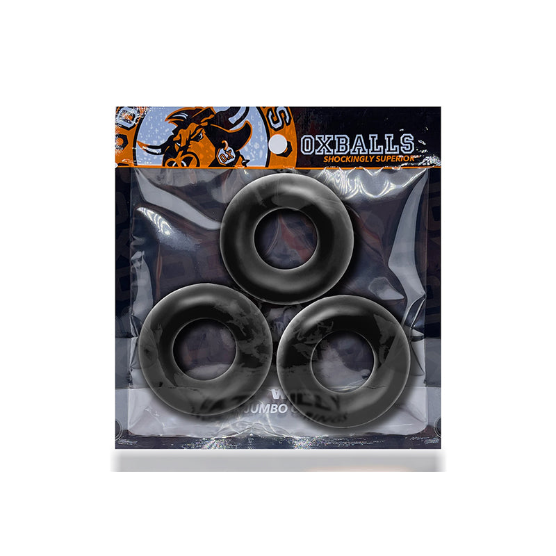 OxBalls Fat Willy 3-Pack Jumbo Cockrings FLEXtpr Black - Fantasies Boutique