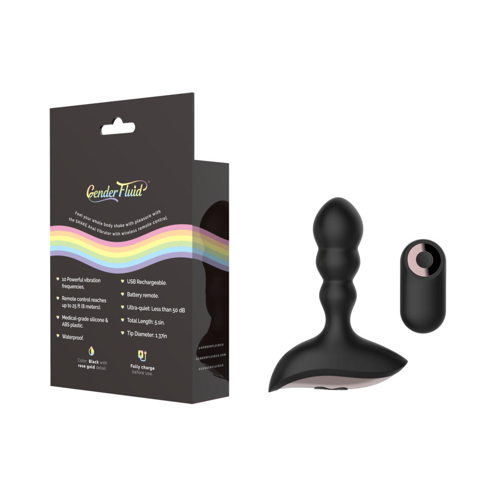 Gender Fluid Shake Rechargeable Remote-Controlled Silicone Anal Vibrator Black - Fantasies Boutique