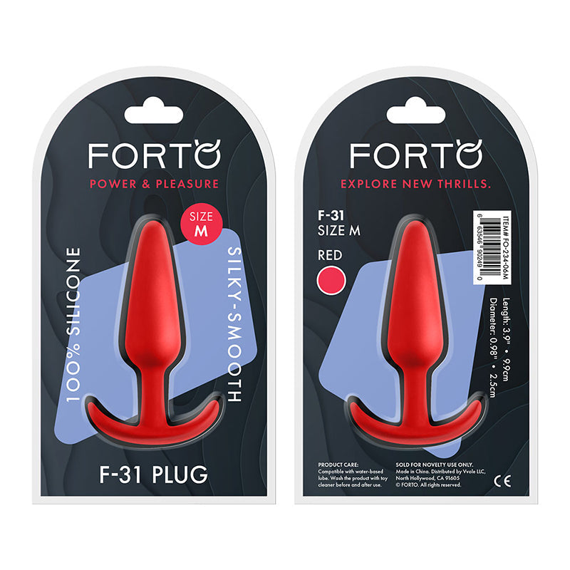 Forto F-31 Silicone Anal Plug Medium Red - Fantasies Boutique