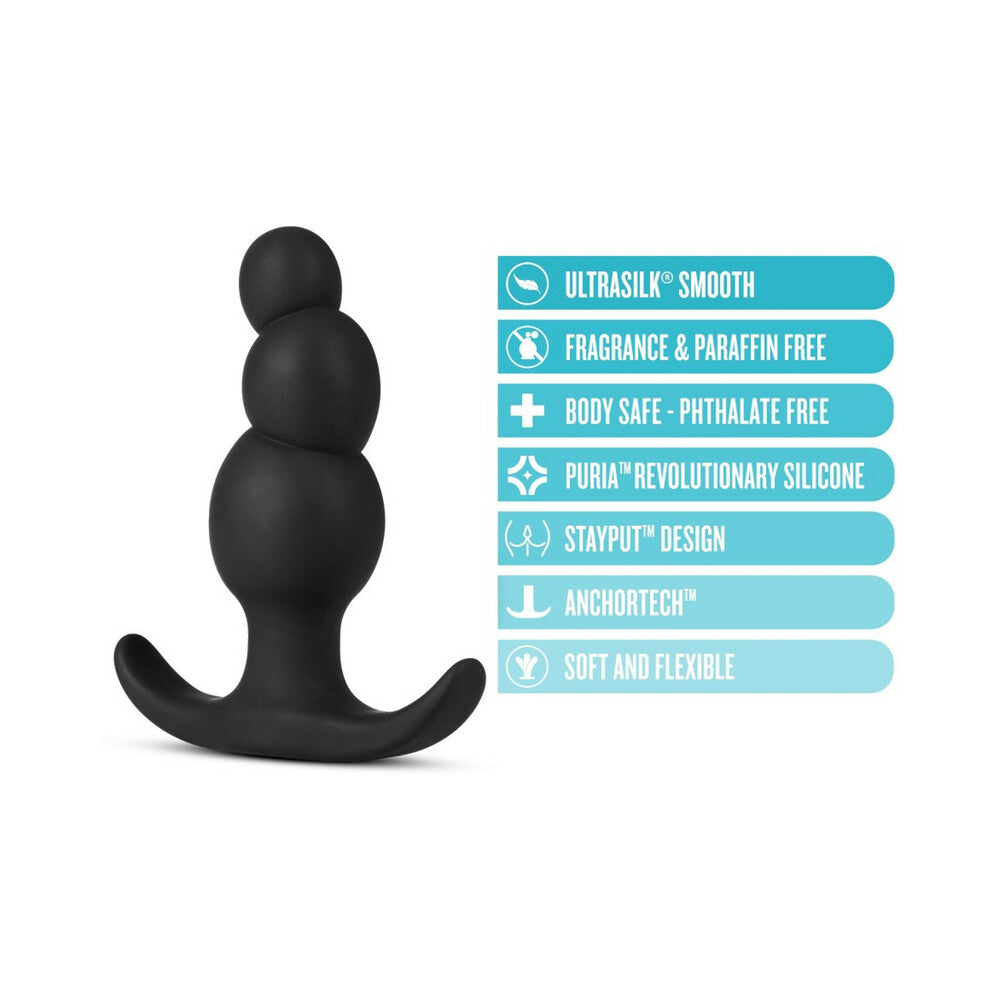 Anal Adventures Platinum Silicone Stacked Plug Black - Fantasies Boutique