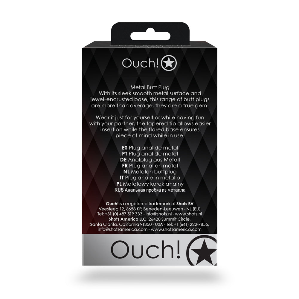 Shots Ouch! Heart Gem Butt Plug Medium Silver/Rubellite Pink - Fantasies Boutique