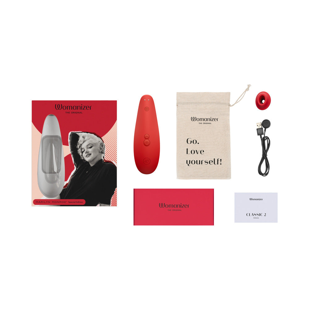 Womanizer x Marilyn Monroe Classic 2 Special Edition Pleasure Air Clitoral Stimulator Vivid Red - Fantasies Boutique