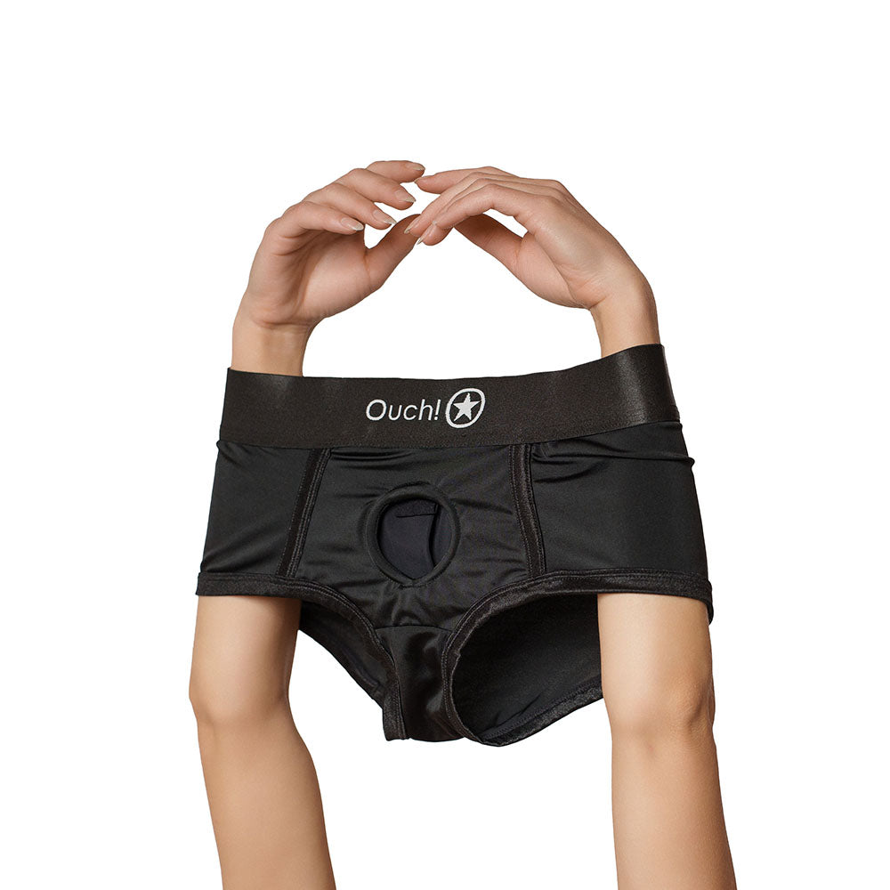 Ouch! Vibrating Strap-on Boxer Black M/L - Fantasies Boutique