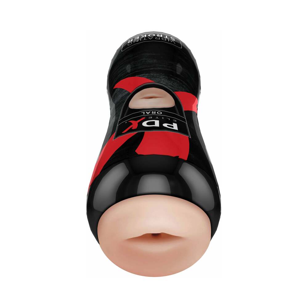 PDX Elite Vibrating Stroker Oral Beige/Black - Fantasies Boutique