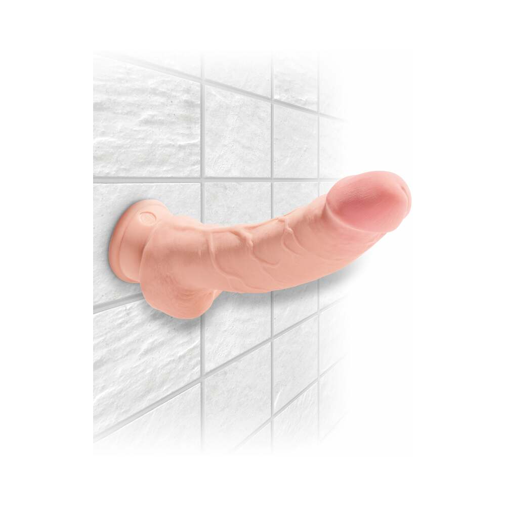 King Cock Plus 8 in. Triple Density Cock With Balls Realistic Suction Cup Dildo Beige - Fantasies Boutique