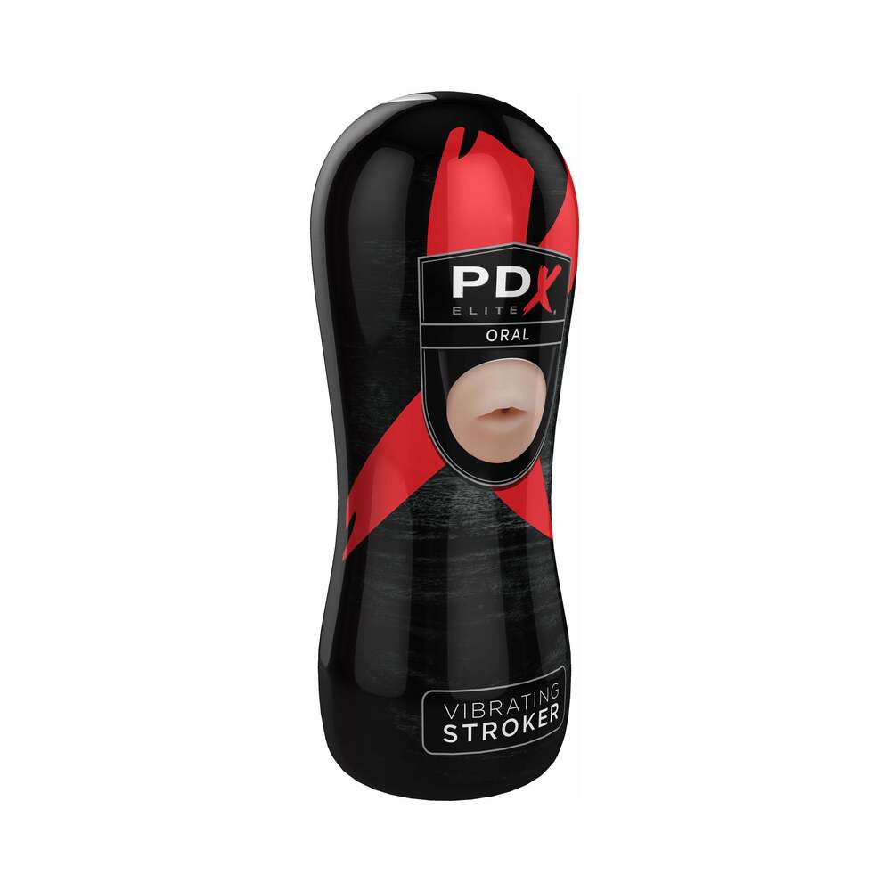 PDX Elite Vibrating Stroker Oral Beige/Black - Fantasies Boutique