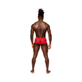 Male Power Sassy Lace Mini Short Sheer Pouch Red XL - Fantasies Boutique