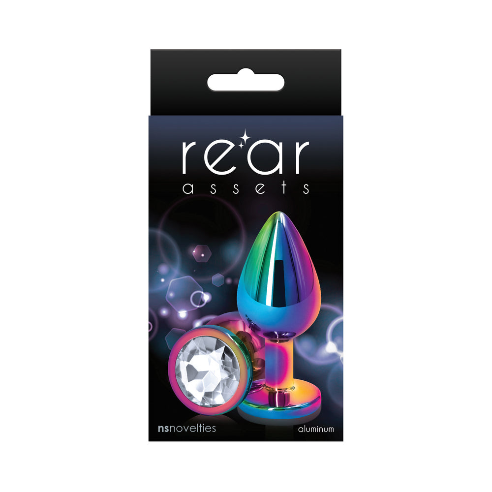Rear Assets Metal Anal Plug Medium Multicolor/Clear - Fantasies Boutique