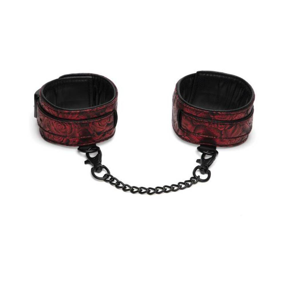 Fifty Shades of Grey Sweet Anticipation Faux Leather Adjustable Reversible Ankle Cuffs Red/Black - Fantasies Boutique