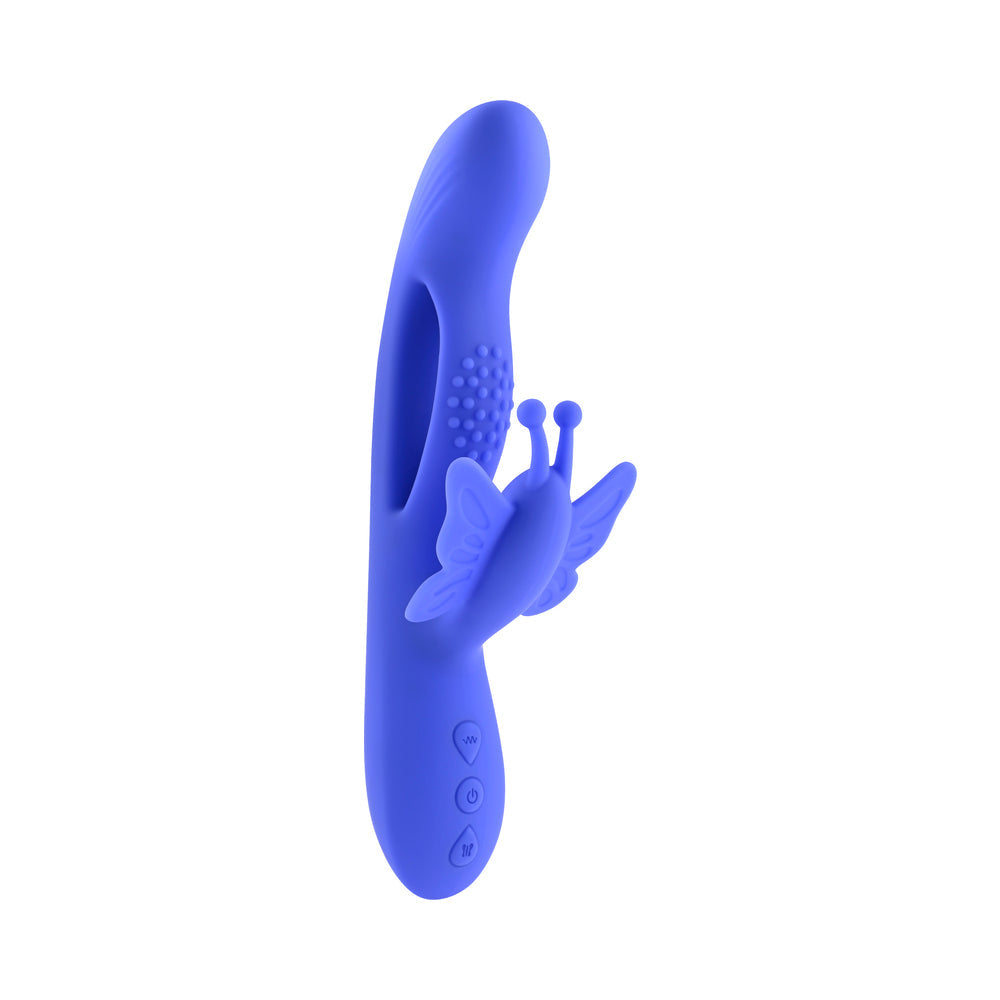 Evolved Butterfly Dreams Rechargeable Dual Stim Vibe Silicone Blue - Fantasies Boutique