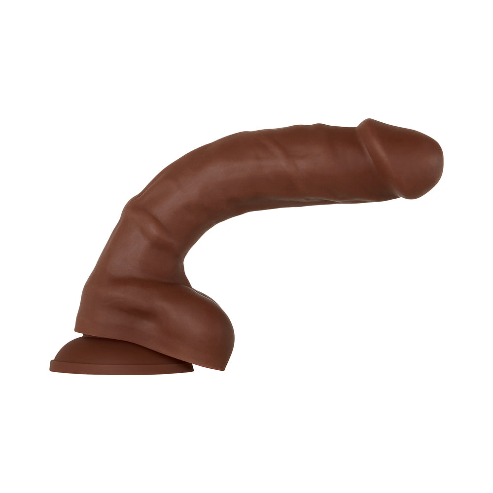 Evolved Real Supple Poseable 8.25 in. Realistic Silicone Dildo With Balls Brown - Fantasies Boutique