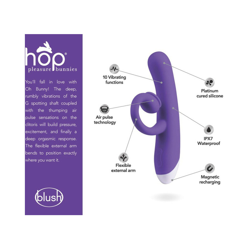 Hop Oh Bunny Rechargeable Silicone Air Pulse Dual Stimulation Vibrator Midnight - Fantasies Boutique