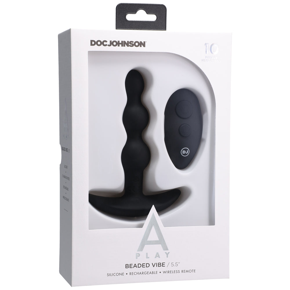 A-Play BEADED VIBE Rechargeable Silicone Anal Plug with Remote Black - Fantasies Boutique