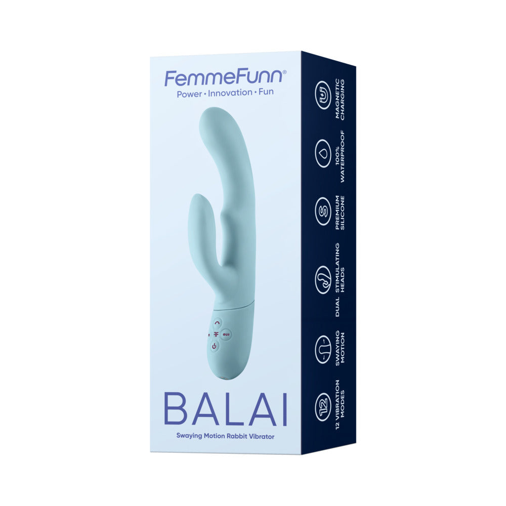 FemmeFunn Balai Rechargeable Silicone Swaying Motion Dual Stimulation Vibrator Light Blue - Fantasies Boutique