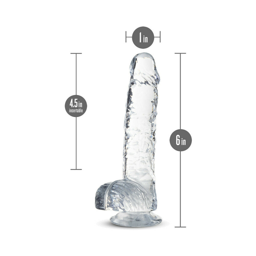 Blush Naturally Yours Crystalline 6 in. Dildo with Balls & Suction Cup Diamond - Fantasies Boutique