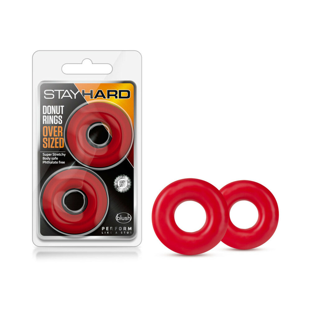 Blush Stay Hard Donut Rings Oversized Cockring 2-Pack Red - Fantasies Boutique