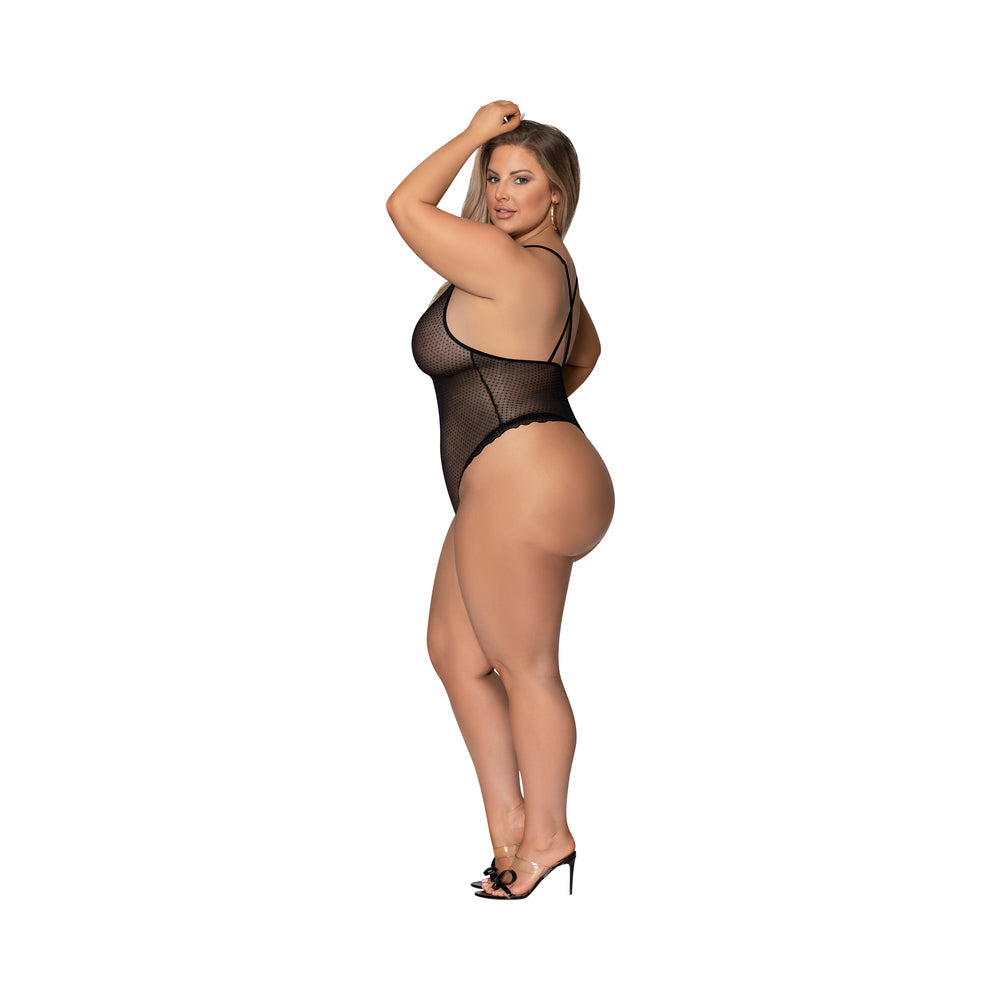 Magic Silk Girl Next Door Plunge Teddy Black Queen Size - Fantasies Boutique