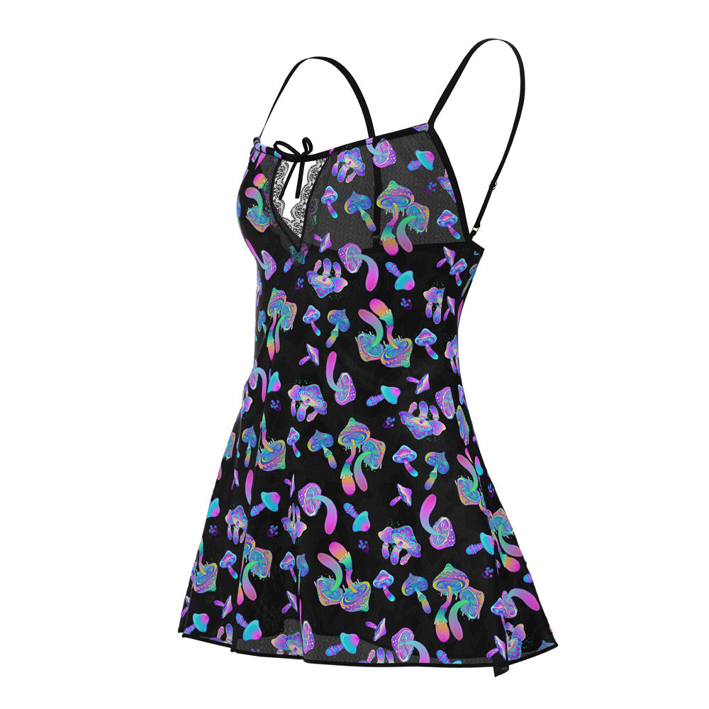Magic Silk Hazy Dayz Dress & G-String Set Mushroom S/M