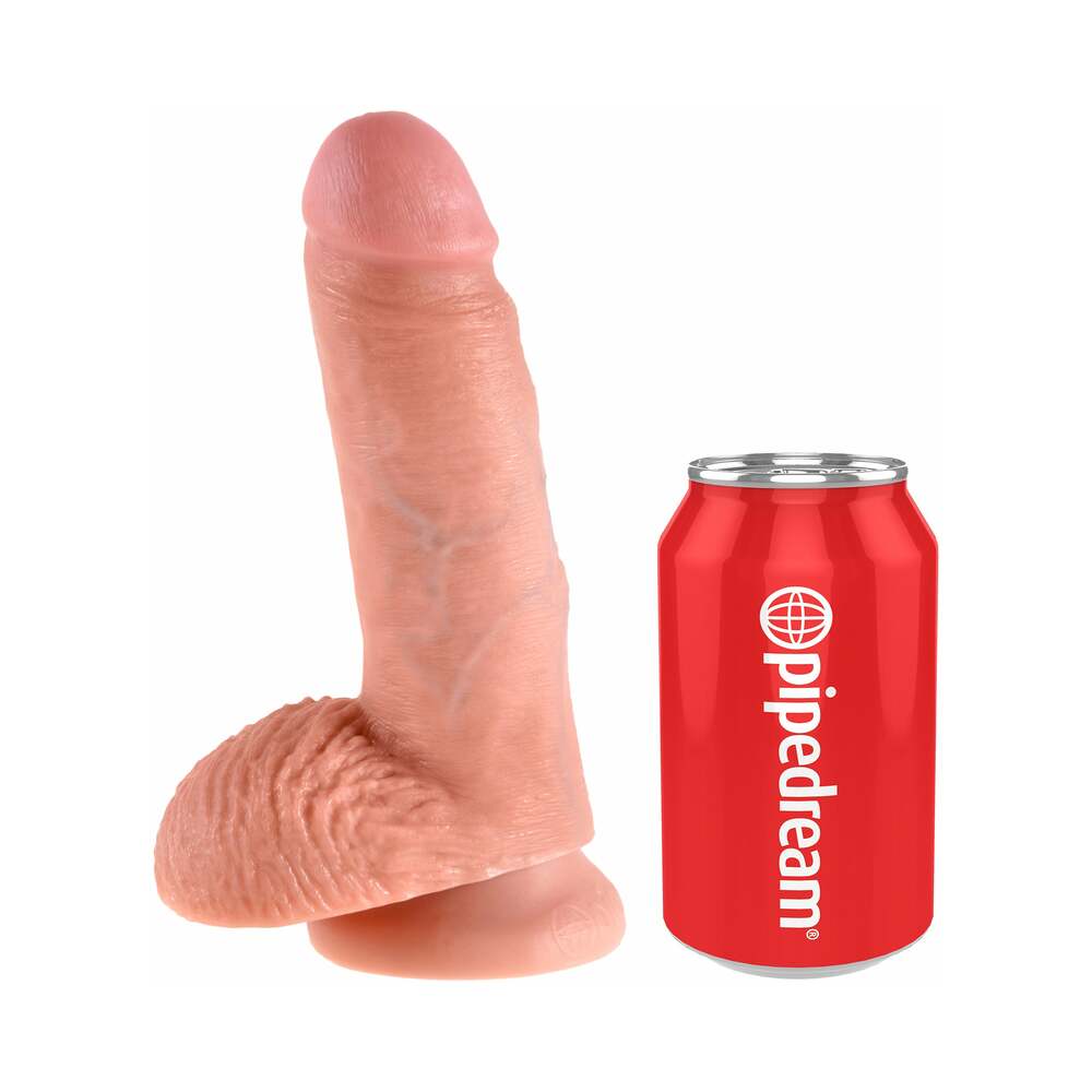 King Cock 7 in. Cock With Balls Realistic Suction Cup Dildo Beige - Fantasies Boutique