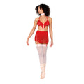 Dreamgirl Chainette Fringe Bralette, Garter Belt, and G-String Set Ruby O/S