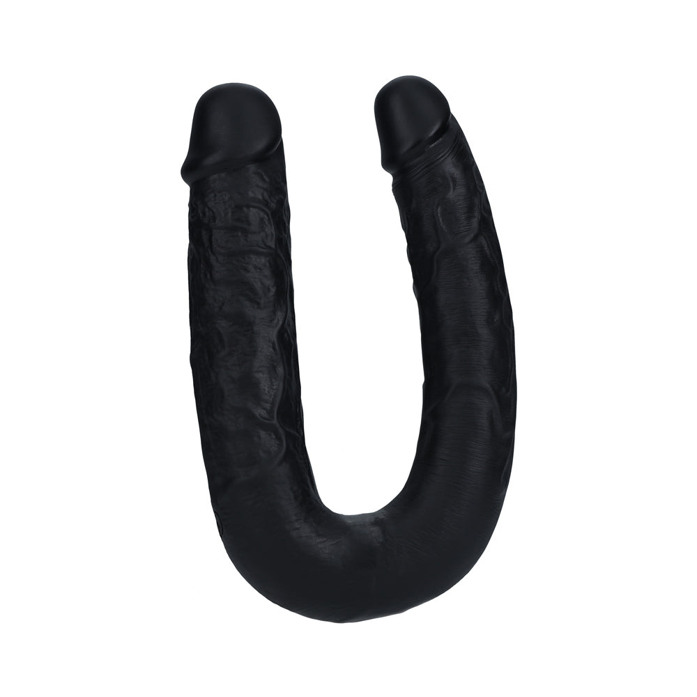 RealRock 9 in. U-Shaped Double Dildo Black - Fantasies Boutique