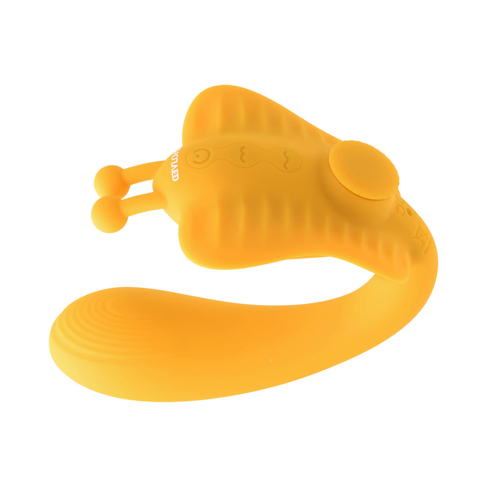 Evolved Monarch Rechargeable Silicone Multifunction Vibrating Strapless Strap-On Yellow - Fantasies Boutique