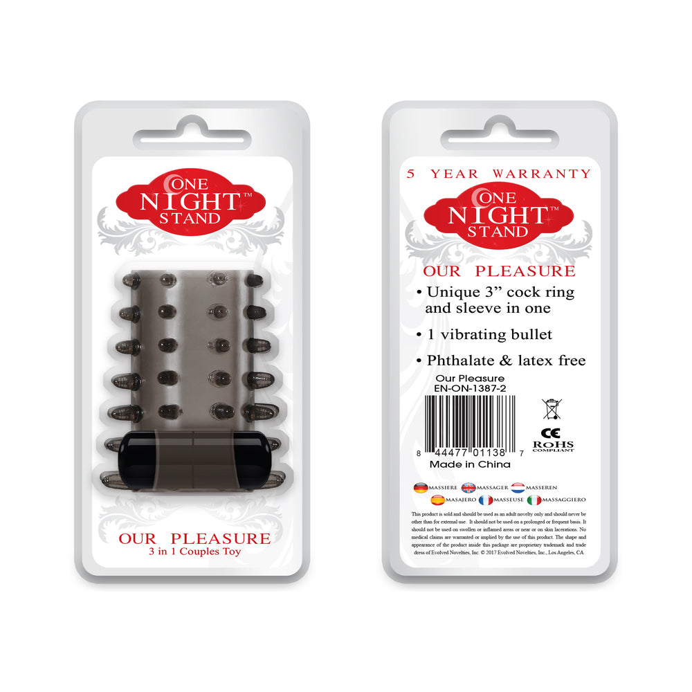 Evolved One Night Stand Our Pleasure 3-in-1 Couples Toy Vibrating Penis Sleeve Smoke - Fantasies Boutique
