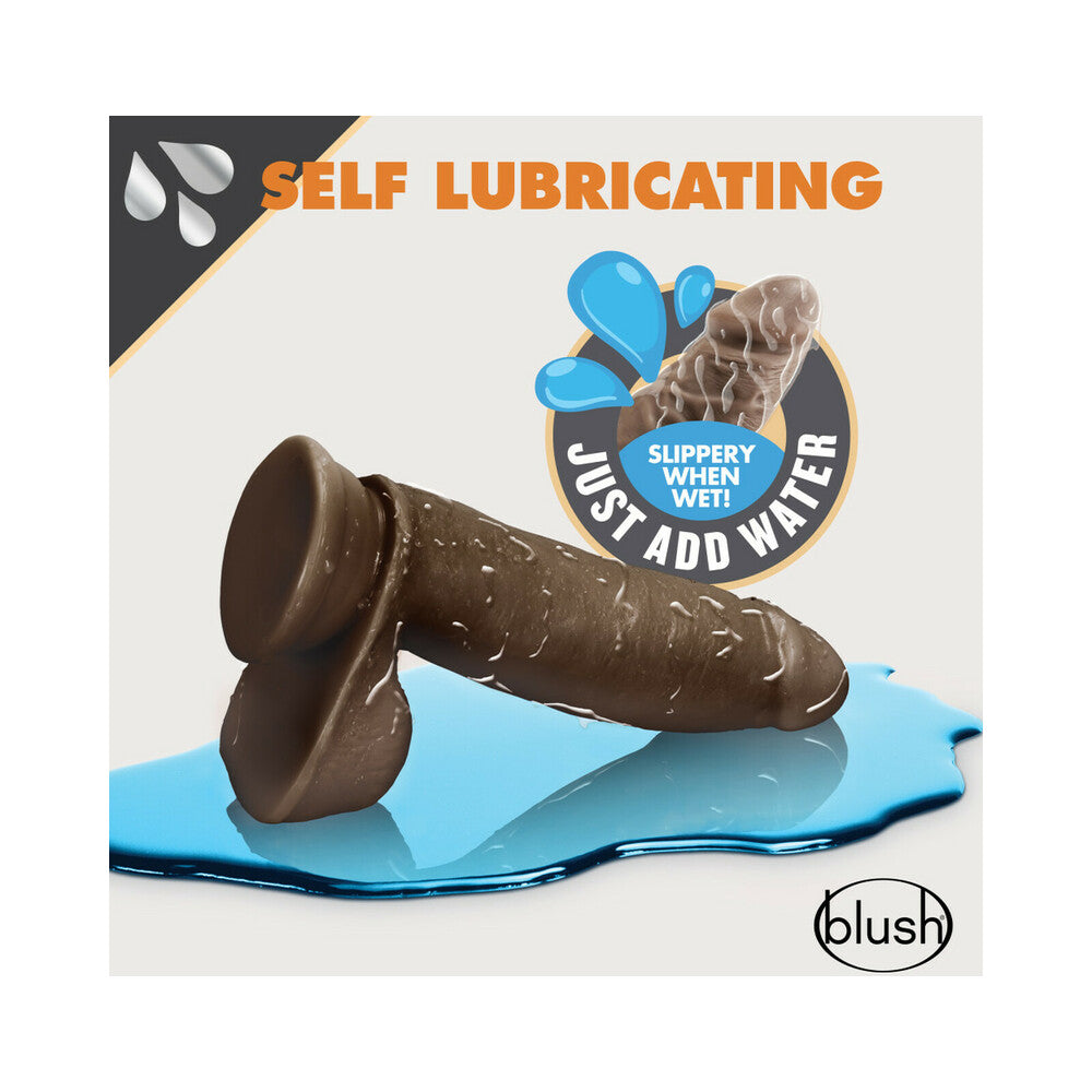 Blush Dr. Skin Glide Realistic 7 in. Self-Lubricating Dildo with Balls & Suction Cup Brown - Fantasies Boutique