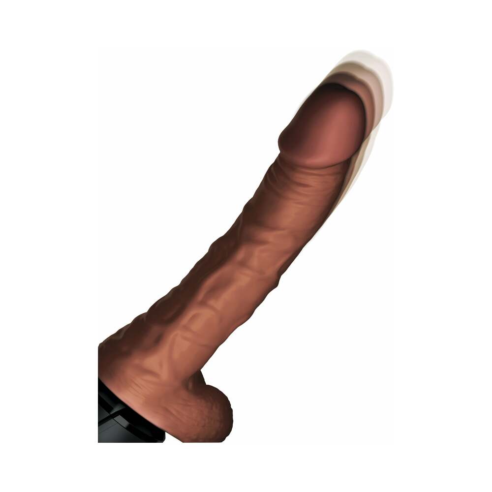 King Cock Plus 7.5 in. Thrusting Cock With Balls Rechargeable Realistic Vibrator Brown - Fantasies Boutique