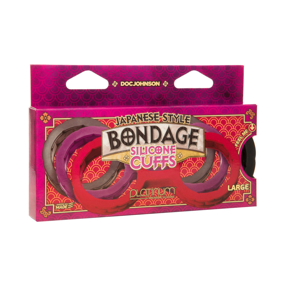 Japanese Bondage Silicone Cuffs Large Black - Fantasies Boutique