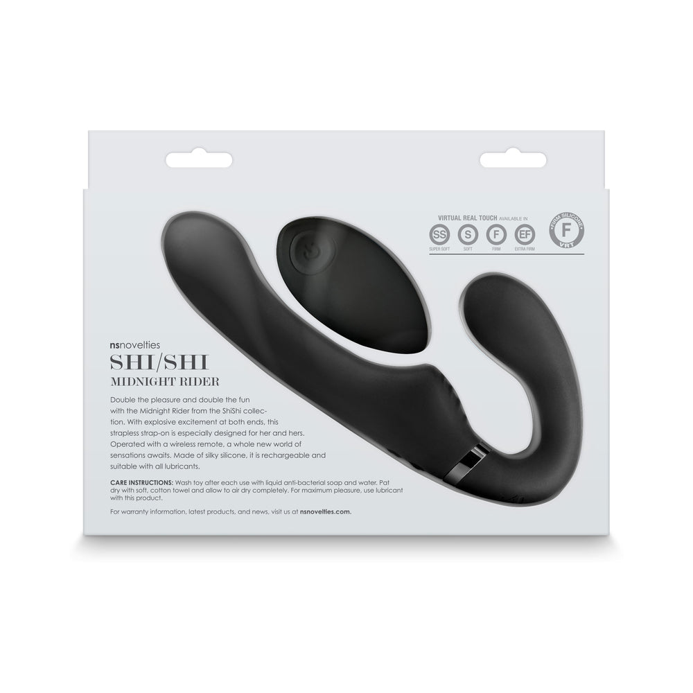 ShiShi Midnight Rider Vibrating Strapless Strap-On Black - Fantasies Boutique