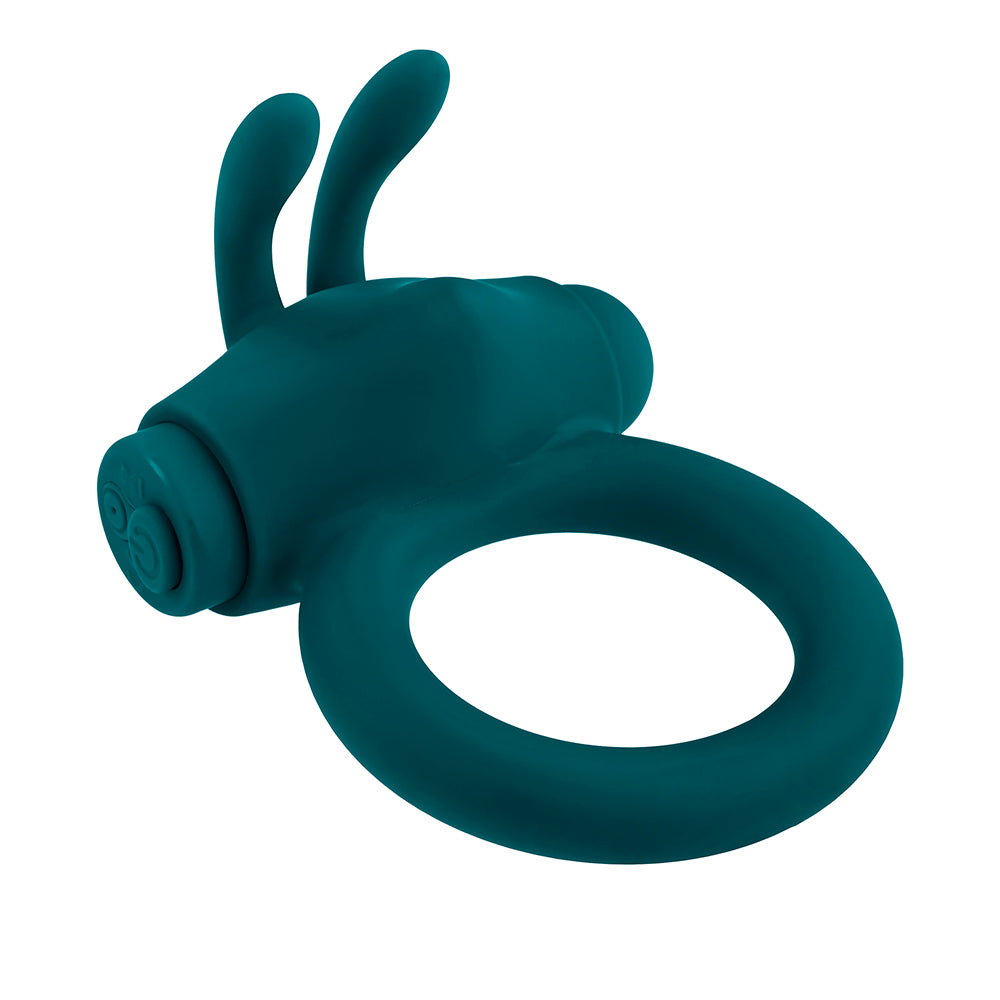 Playboy Bunny Buzzer Rechargeable Vibrating Silicone Cockring with Stimulator Deep Teal - Fantasies Boutique