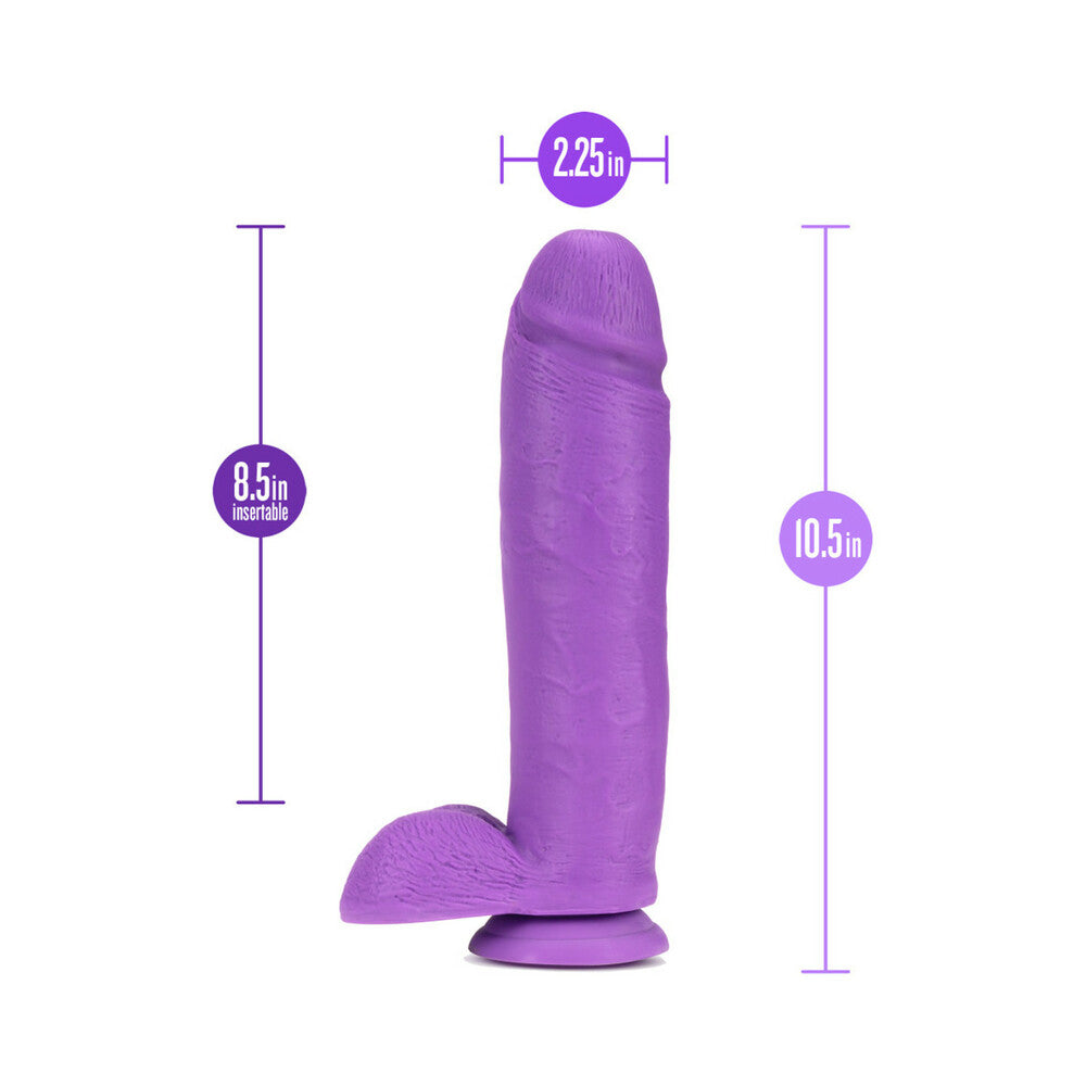 Neo 10 in. Dual Density Dildo with Balls Neon Purple - Fantasies Boutique