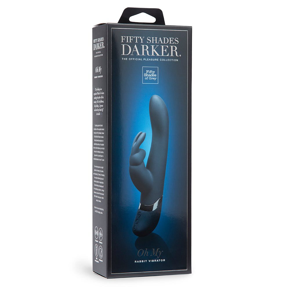 Fifty Shades Darker Oh My Rechargeable Silicone Rabbit Vibrator Slate Blue - Fantasies Boutique