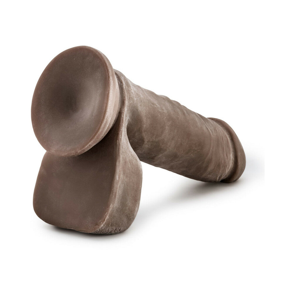 Blush Au Naturel 8 in. Posable Dual Density Dildo with Balls & Suction Cup Brown - Fantasies Boutique