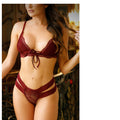 Fantasy Lingerie Vixen Good 4 You Lace Triangle Bralette & Panty Burgundy O/S - Fantasies Boutique