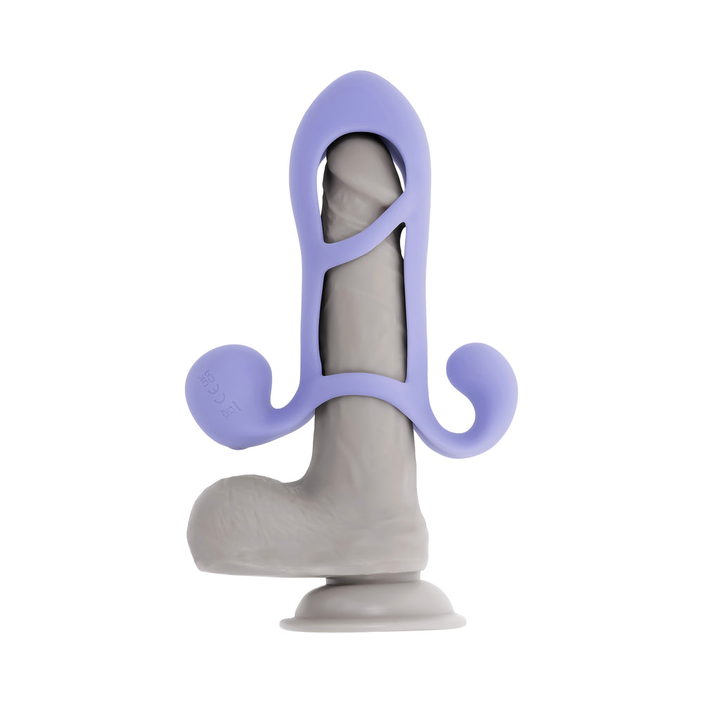 Playboy Fantasy Cage Rechargeable Vibrating Cock Cage Silicone Purple