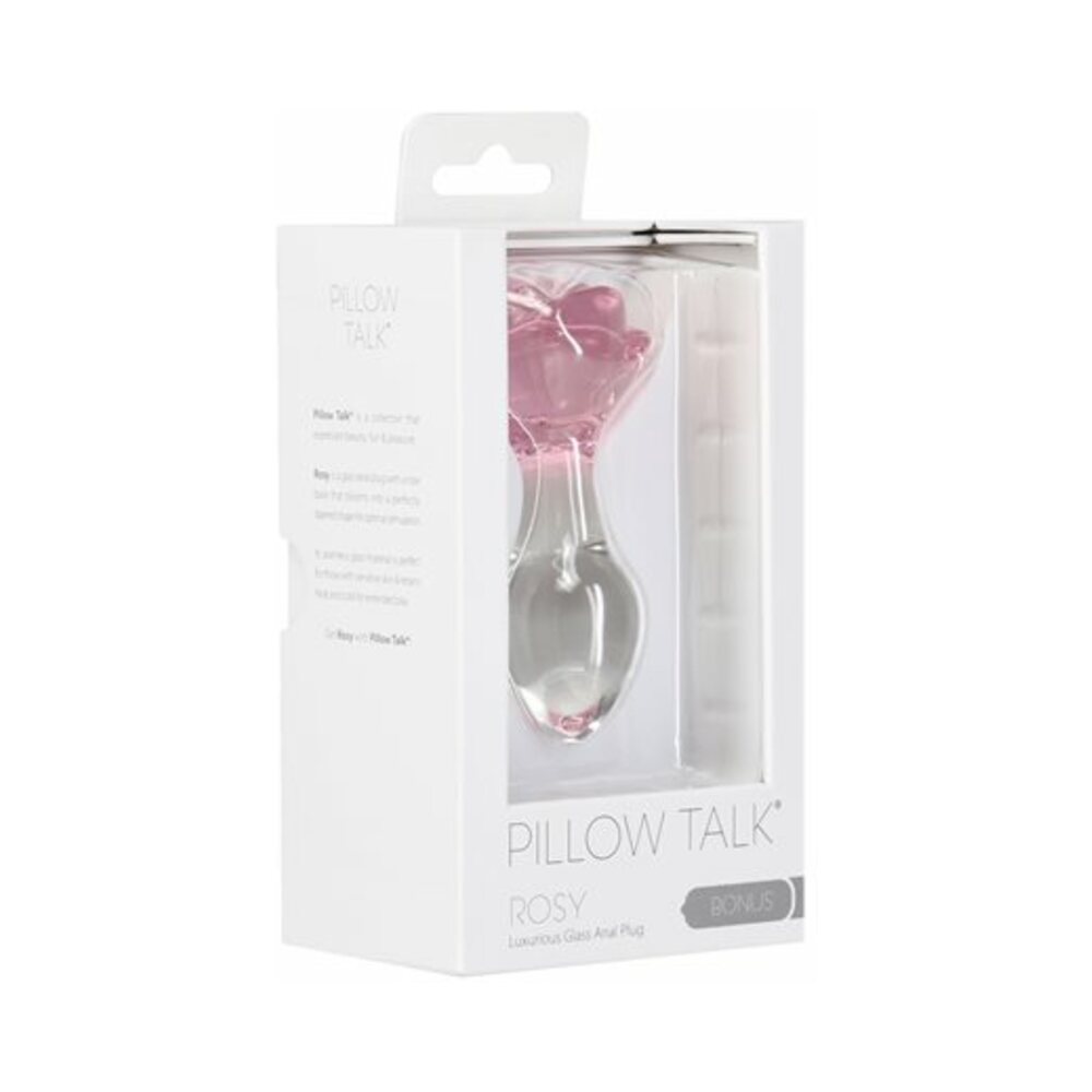 Pillow Talk Rosy Glass Anal Plug with Pink Rose Base - Fantasies Boutique