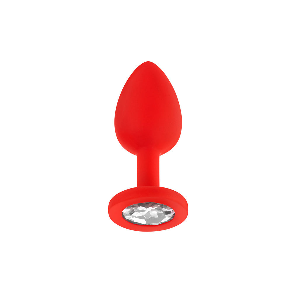 Luv Inc Jp32 Jeweled Medium Plug Silicone with 3-Piece Interchangeable Gems Pink - Fantasies Boutique